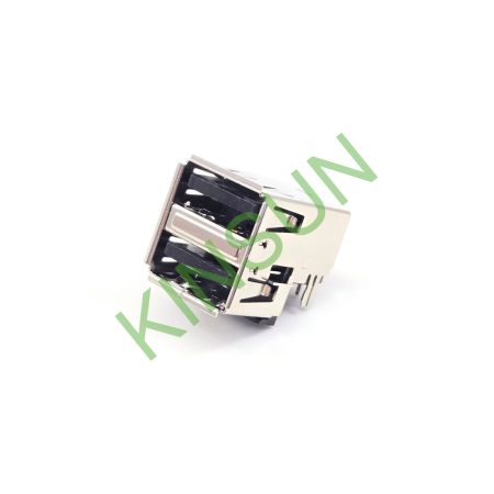 Conector montat pe PCB USB 2.0 Type-A cu dublă stivă încorporat